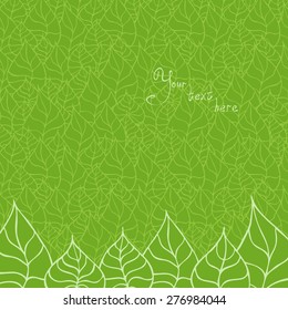 Vector creative hand-drawn abstract background of stylized leaves in shades of green