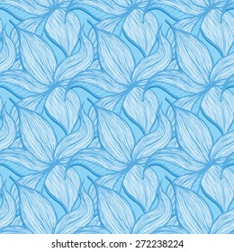 Vector creative hand-drawn abstract pattern of stylized flowers in blue and cyan colors