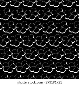 Vector creative hand-drawn abstract pattern of stylized flowers in black and white colors