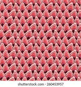 Vector creative hand-drawn abstract seamless pattern in of scarlet and crimson shades