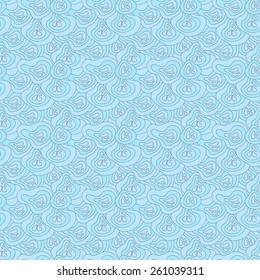 Vector creative hand-drawn abstract seamless pattern in light blue tones