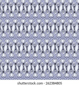 Vector creative hand-drawn abstract seamless pattern of elements in light blue and lilac colors