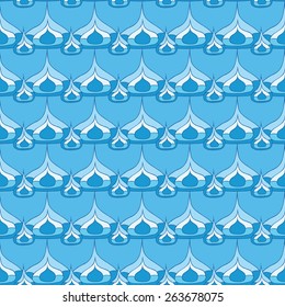 Vector creative hand-drawn abstract seamless pattern of elements in blue and turquoise colors