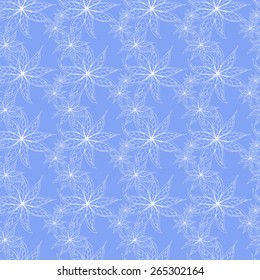 Vector creative hand-drawn abstract seamless pattern of stylized white flowers on a bright blue background
