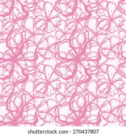 Vector creative hand-drawn abstract seamless pattern of stylized flowers in pale pink and purple tones