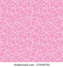 Vector creative hand-drawn abstract seamless pattern of stylized flowers in pale pink and white colors 