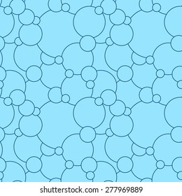 Vector creative hand-drawn abstract seamless of round elements in cyan and blue colors