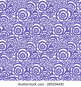 Vector creative hand-drawn abstract seamless pattern of stylized flowers in violet and white colors
