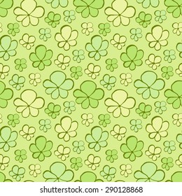Vector creative hand-drawn abstract seamless pattern of stylized flowers in green, mint, olive and lime colors