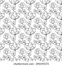 Vector creative hand-drawn abstract seamless pattern of stylized flowers in black and white colors 