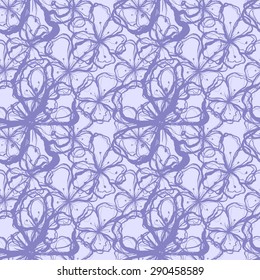 Vector creative hand-drawn abstract seamless pattern of stylized flowers in violet and pale lilac colors