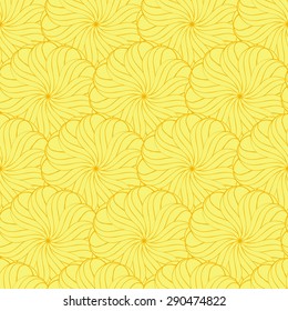 Vector creative hand-drawn abstract seamless pattern of stylized flowers in bright yellow and orange colors