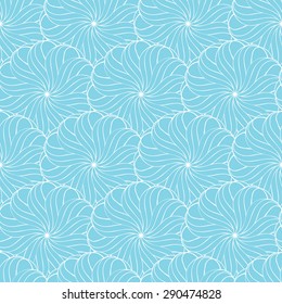 Vector creative hand-drawn abstract seamless pattern of stylized flowers in pale blue and white colors