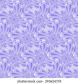 Vector creative hand-drawn abstract seamless pattern of stylized flowers in lavender, pale violet and lilac colors