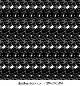 Vector creative hand-drawn abstract seamless pattern of elements in black and white colors 
