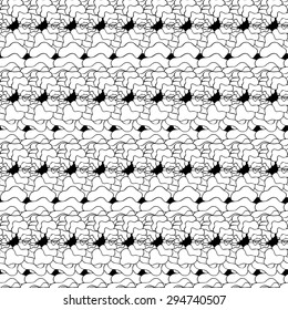 Vector creative hand-drawn abstract seamless pattern of elements in black and white colors 