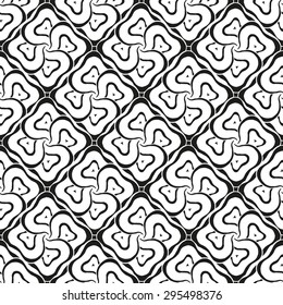 Vector creative hand-drawn abstract seamless pattern of stylized flowers in black and white colors 