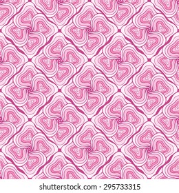 Vector creative hand-drawn abstract seamless pattern of stylized flowers in light pink, orchid and pale purple colors