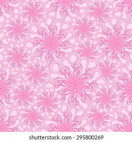 Vector creative hand-drawn abstract seamless pattern of stylized flowers in light pink, orchid and pale purple colors