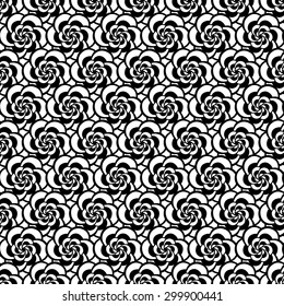 Vector creative hand-drawn abstract seamless pattern of stylized flowers in black and white colors 