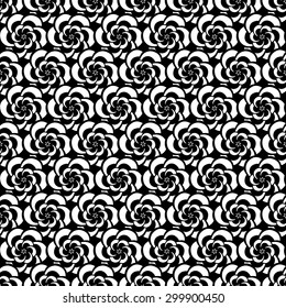 Vector creative hand-drawn abstract seamless pattern of stylized flowers in black and white colors 