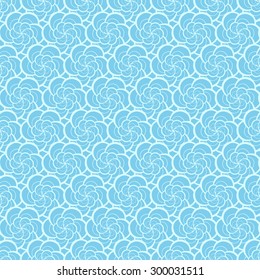 Vector creative hand-drawn abstract seamless pattern of stylized flowers in pale blue and light turquoise colors