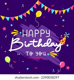 vector creative happy birthday lettering background illustration