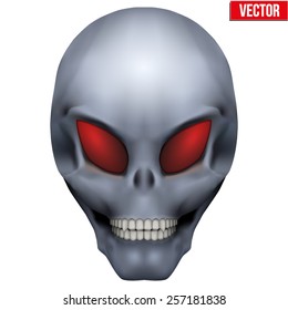 Vector Creative Humanoid alien skull. Illustration isolated on background