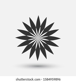 Vector creative icon - floral decorative element, geometric design. Round flower sign.