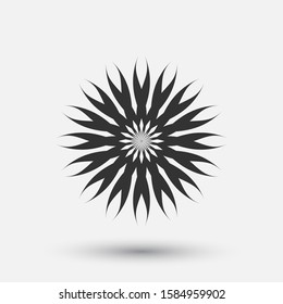 Vector creative icon - floral decorative element, geometric design. Round flower sign.