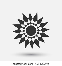 Vector creative icon - floral decorative element, geometric design. Round flower sign.