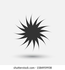 Vector creative icon - sun decorative element, geometric design. Round star sign.