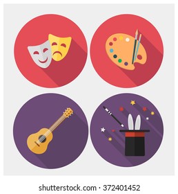 Vector creative icons with long shadows