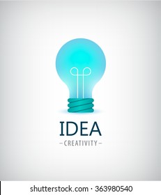 Vector creative idea, light bulb logo, icon isolated