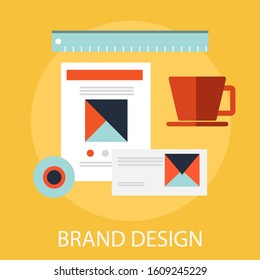 Vector creative illustration of brand with icons and. Branding technology concept. design for branding