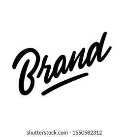 Vector creative illustration of brand word lettering typography on white background. Branding technology concept. 