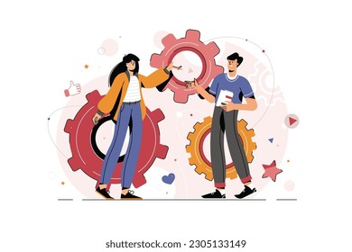 Vector ilustración creativa del gráfico de negocios, la empresa se dedica a la construcción conjunta de gráficos de columnas, ascender carrera al éxito, cabeza abstracta de persona llena de ideas vectorial