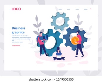 Vector ilustración creativa de gráficos de negocios, para página web, banner, presentación, medios sociales, documentos, tarjetas. La empresa está comprometida en la construcción conjunta de gráficos de columnas, equipo inteligente.