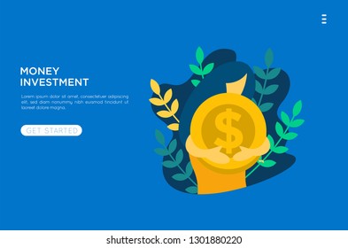 Vector creative illustration of business graphics, the company is engaged in the joint construction and cultivation of cash profits, career growth to success, flat color icons, business analysis