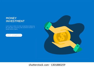 Vector creative illustration of business graphics, the company is engaged in the joint construction and cultivation of cash profits, career growth to success, flat color icons, business analysis