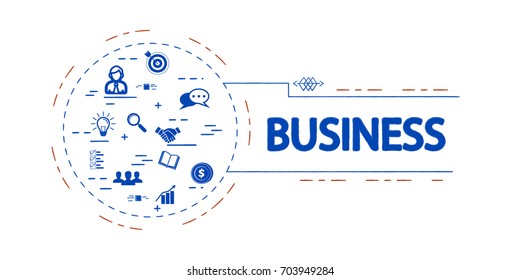 Vector creative illustration of business with line icons. Business technology concept. Thin line art style design for promotion, social media vector illustration eps 10.