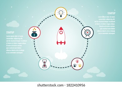 vector creative illustration of business startup concept with component icons 