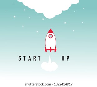 vector creative illustration of business startup rocket launching