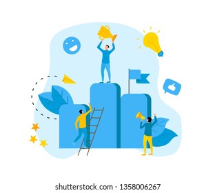Vector creative illustration of business success concept. Flat design for web banner, business material