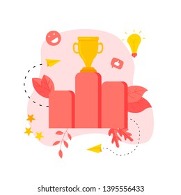 Vector creative illustration of business success concept. Flat design for web banner, business material	