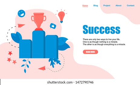 Vector creative illustration of business success concept. Flat design for web banner, business material	