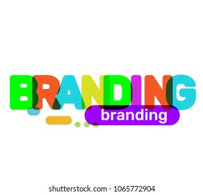 Vector creative illustration of business word branding lettering typography on white background. Brand text colored rainbow concept. Flat style design for web, banner, business presentation