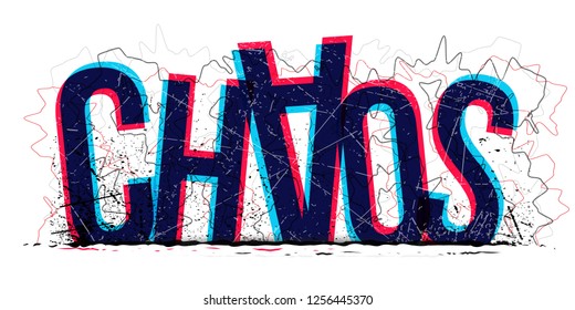 Vector Creative Illustration Of Chaos Word 