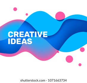 Vector Creative Illustration Of Color Transparent Business White And Blue Wave Background With Bubble And Text. Flat Style Bright Design For Web, Banner, Presentation