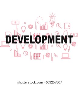 Vector creative illustration. Developer technology concept. Thin line art style design for business startup